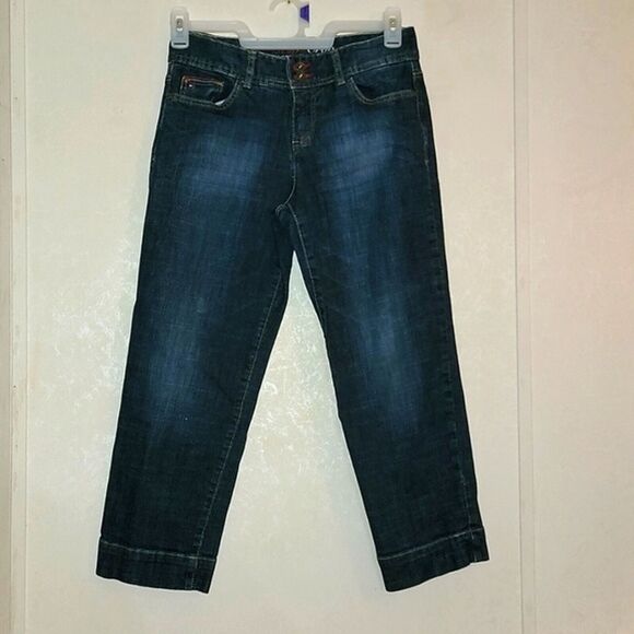 Tommy Hilfiger Hope Crop Dark Washed Capri Jeans sz 4 - Picture 1 of 7